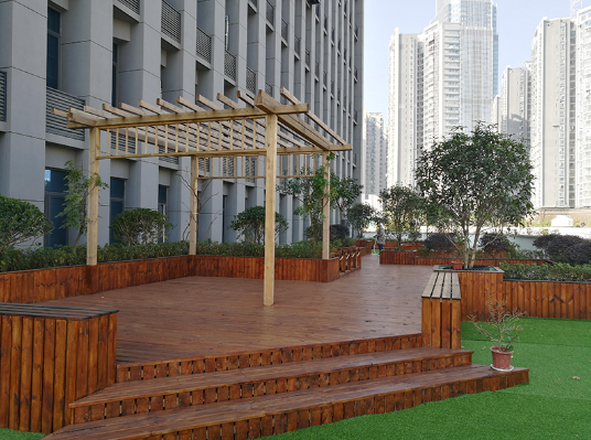 中国科学院测量与地球物理研究所景观绿化改造工程-空中花园木栈道