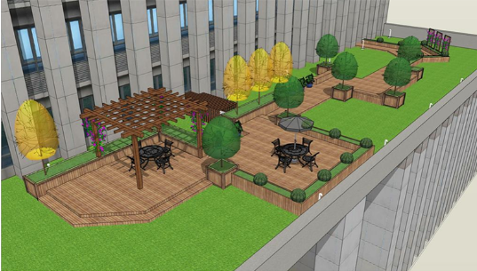 中国科学院测量与地球物理研究所景观绿化改造工程-空中花园设计鸟瞰图