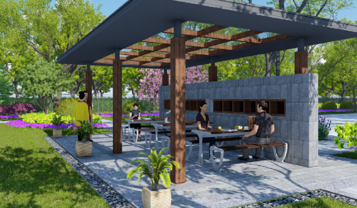 烽火通信光缆数字制造产业园项目（一期）景观绿化设计-景观亭效果图